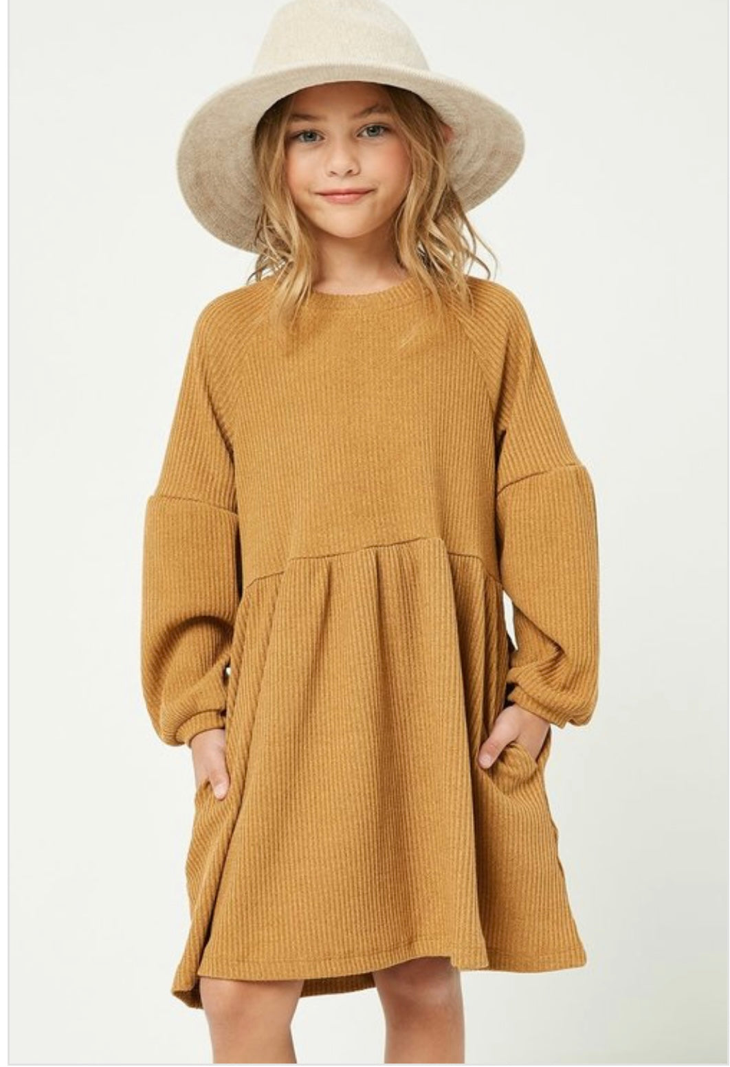 Ribbed Knit Raglan Mini Dress