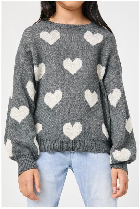 Knitted Heart Pullover Sweater