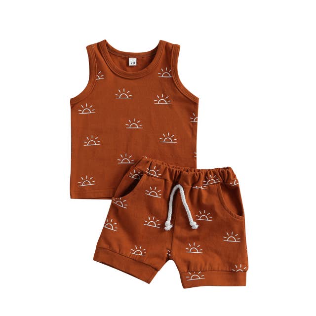 Sun print Two-Piece Sleeveless Set