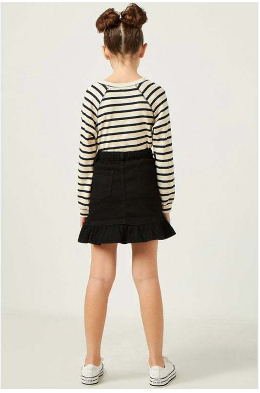 Girls Ruffle Trimmed Twill Skirt