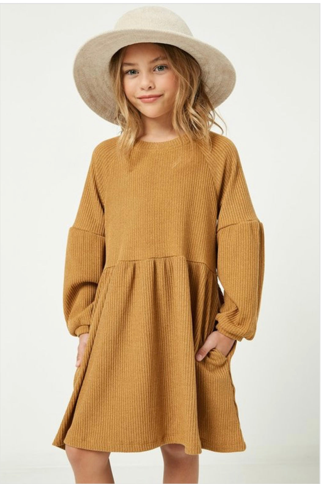 Ribbed Knit Raglan Mini Dress