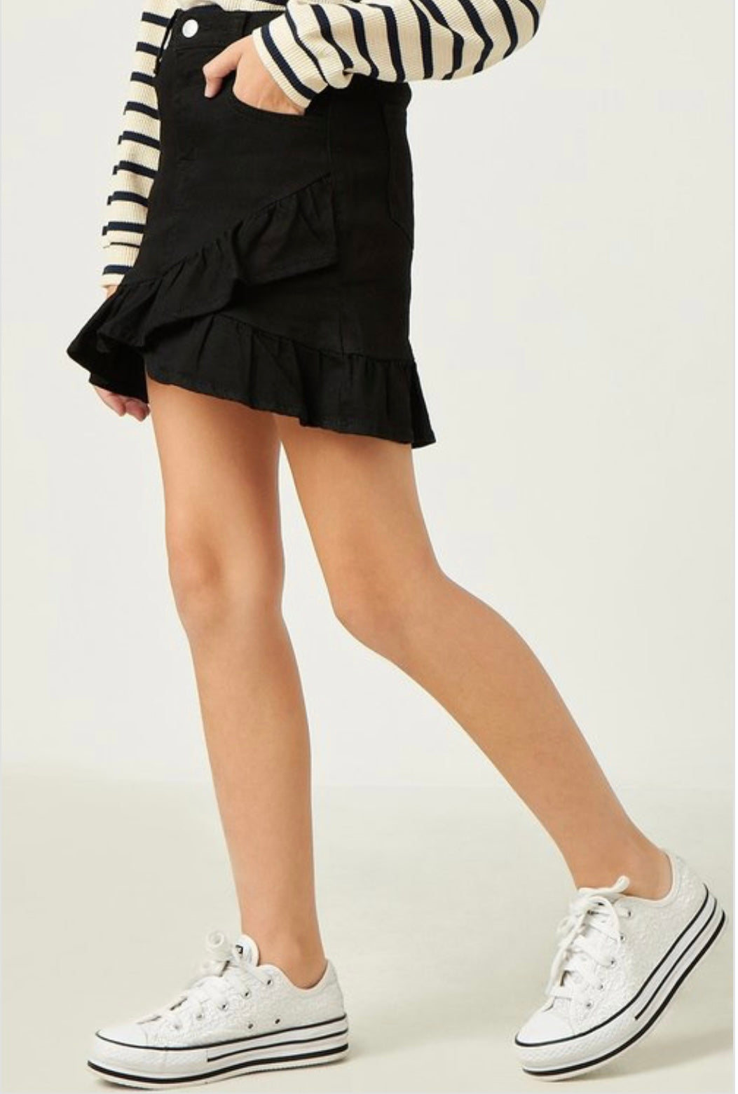 Girls Ruffle Trimmed Twill Skirt