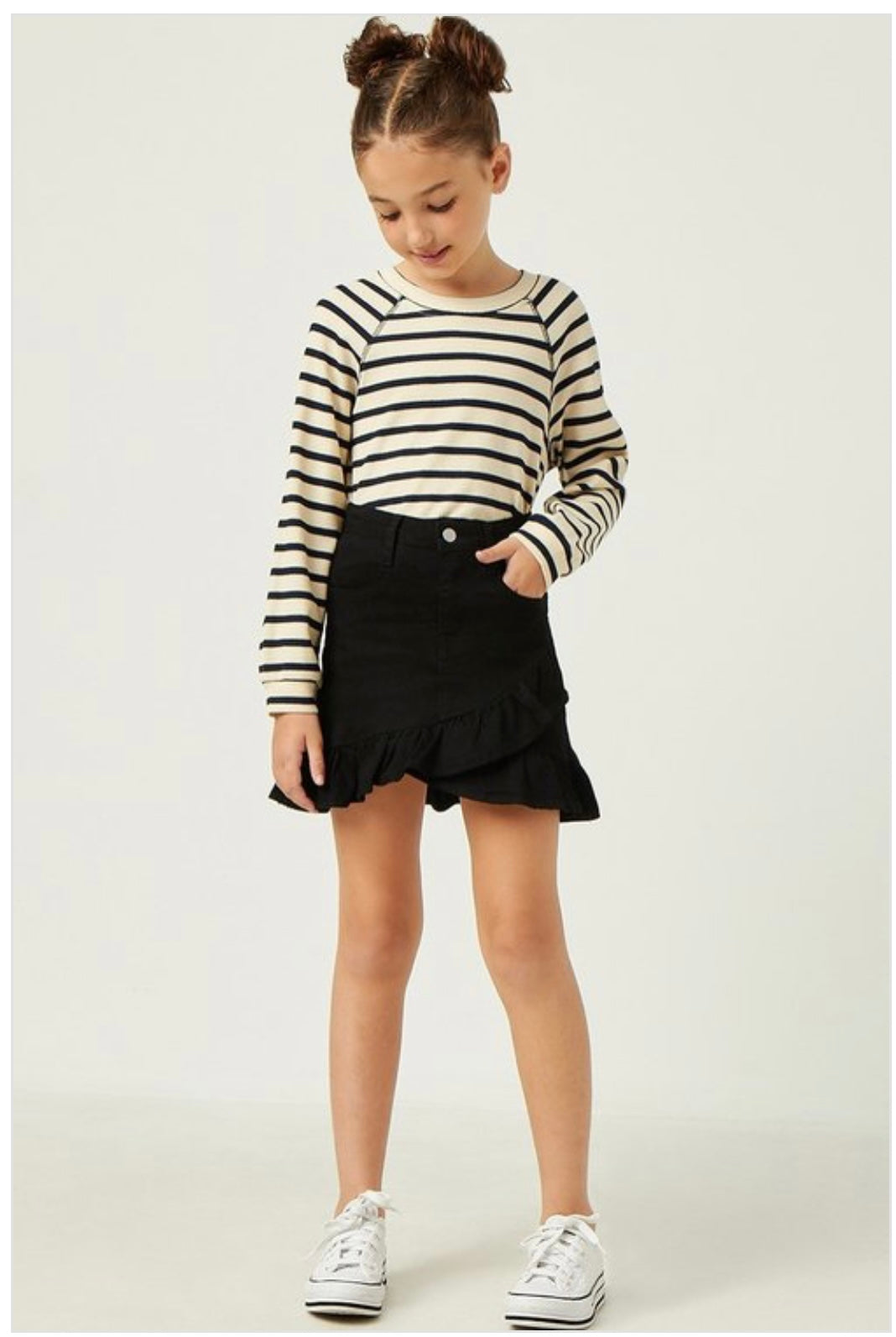 Girls Ruffle Trimmed Twill Skirt