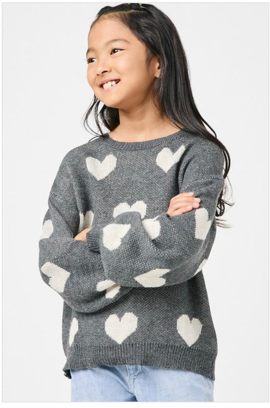Knitted Heart Pullover Sweater